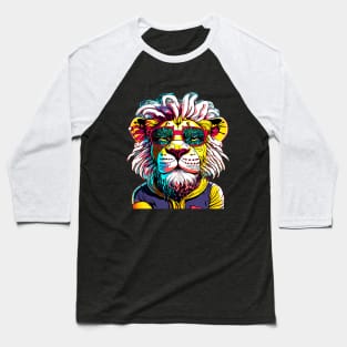 Majestic Mane and Street Chic: Lion's Urban Portrait Baseball T-Shirt